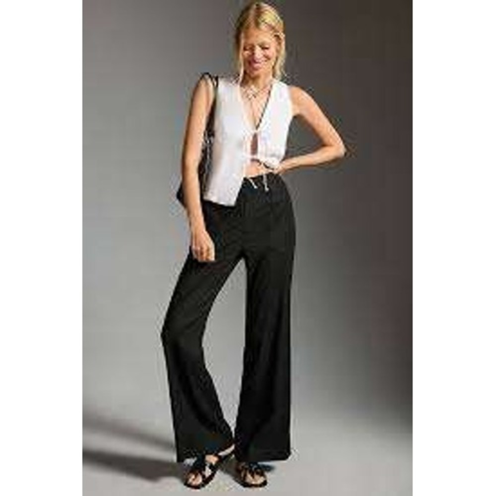 Maeve Anthropologie The Naomi Black Wide Leg Trousers Pants Womens 00P Petite